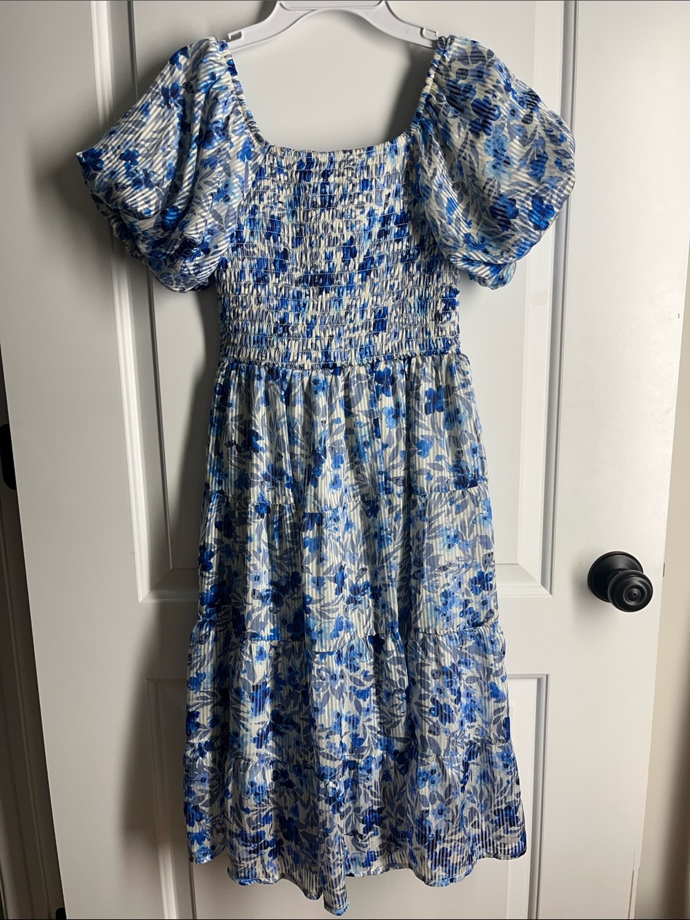 Speechless Blue Floral Puff-Sleeve Dress Girls size 12